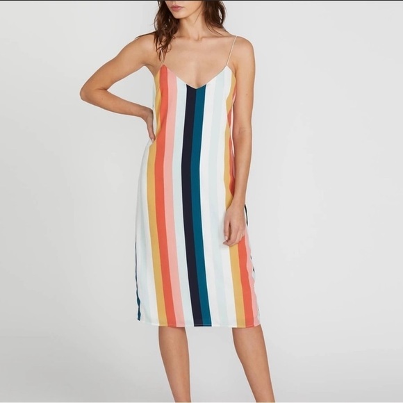 Volcom Flavor Up Striped Cami Slip Dress | Size M | Rainbow Boho - Picture 9 of 14